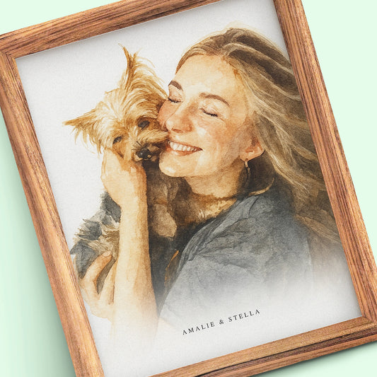 Custom Pet & Owner Portrait — Digital Artwork