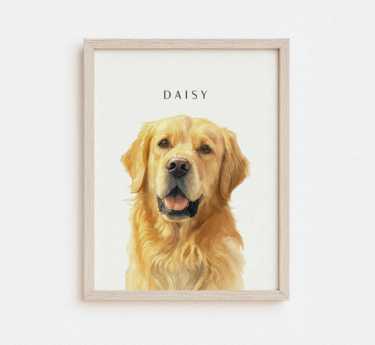 Custom watercolor pet portrait service – hand-painted dog, cat, or other beloved animal