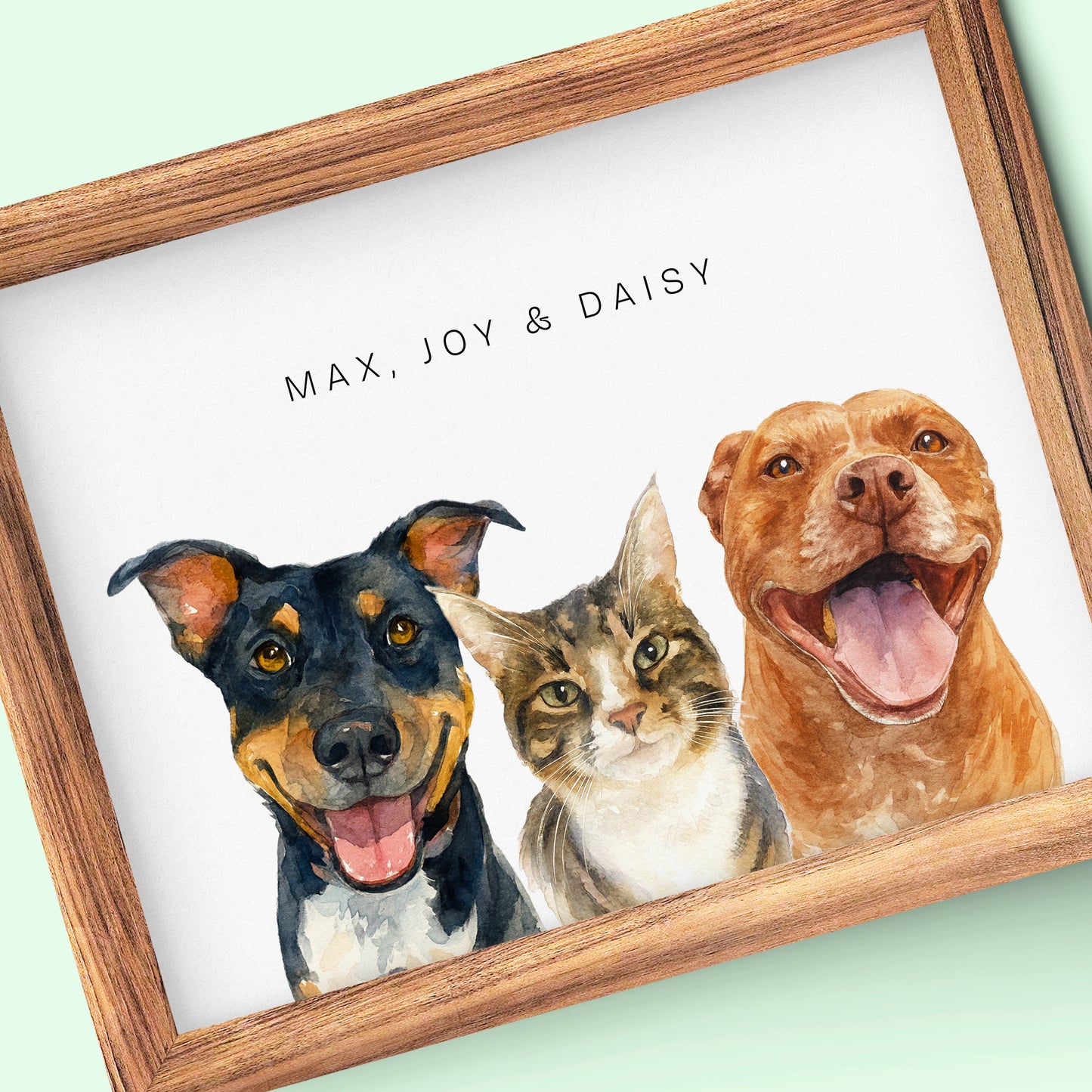 Custom Multi-Pet Portrait — 2 or 3 Pets Together
