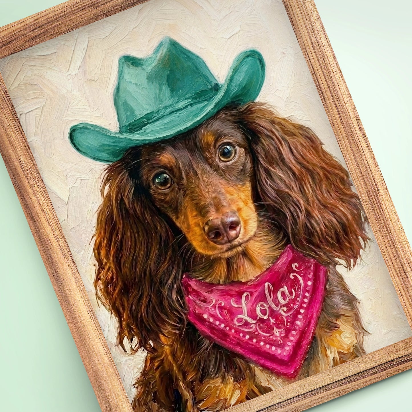 Custom Impasto Oil Pet Portrait - Western Cowboy Edition | Hand-Textured Canvas & Digital Prints