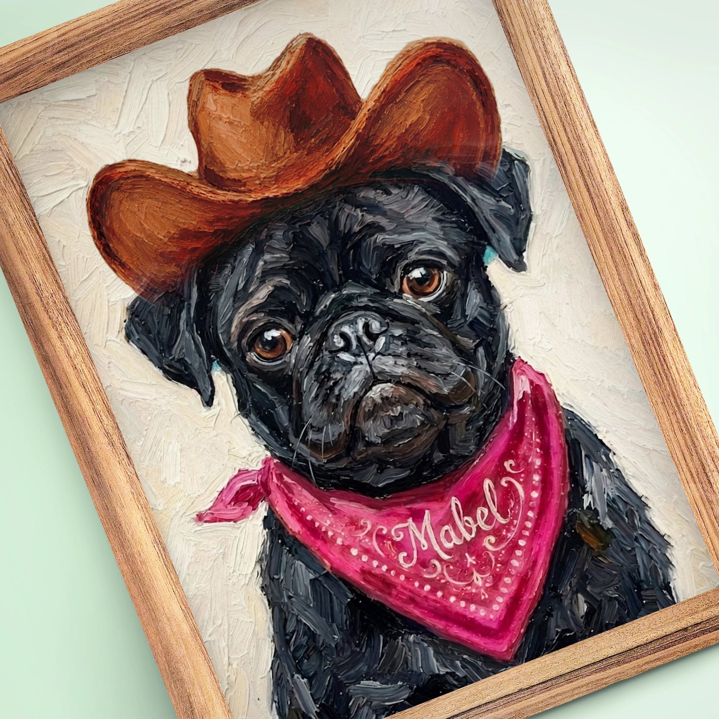 Custom Impasto Oil Pet Portrait - Western Cowboy Edition | Hand-Textured Canvas & Digital Prints