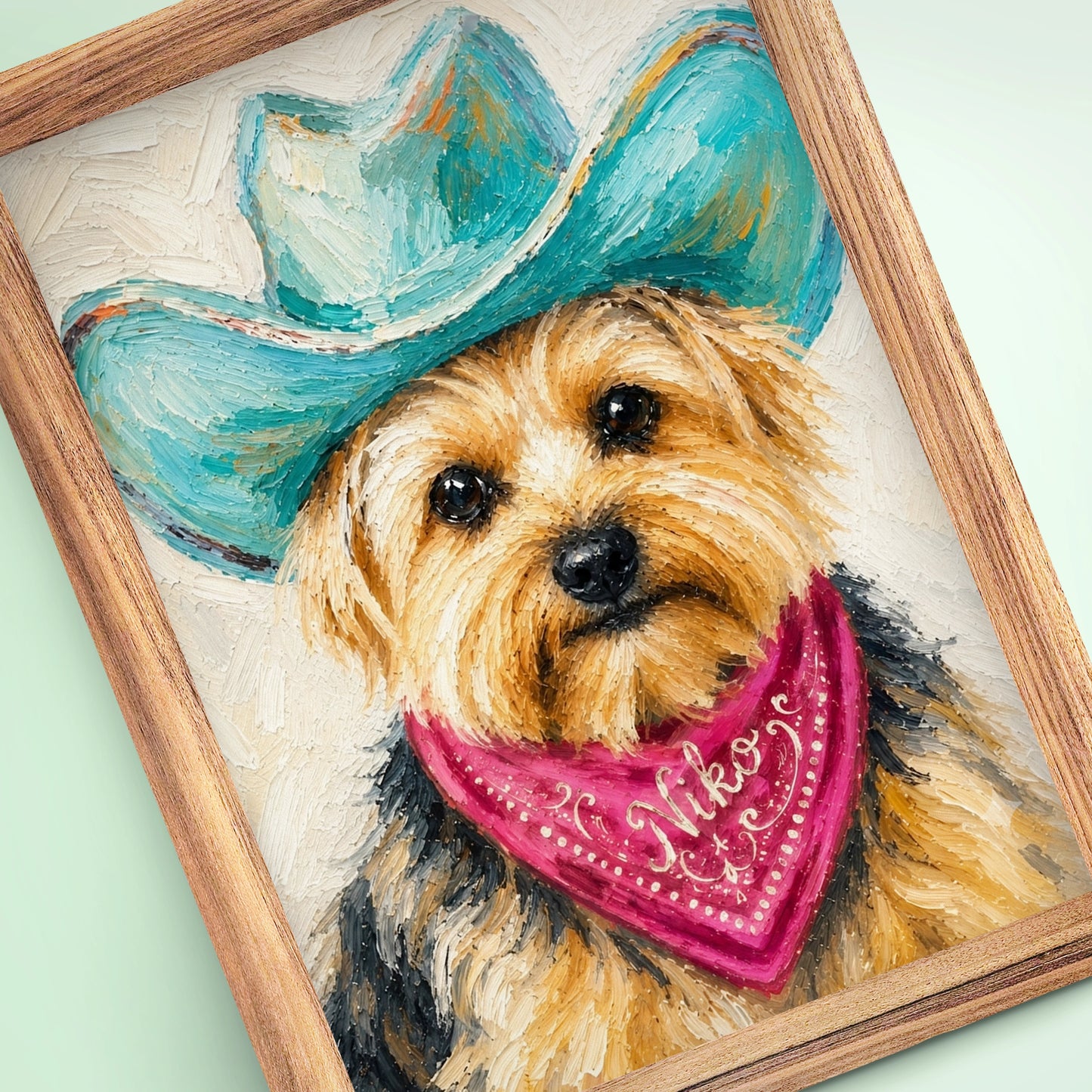 Custom Impasto Oil Pet Portrait - Western Cowboy Edition | Hand-Textured Canvas & Digital Prints
