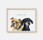 Custom Multi-Pet Portrait — 2 or 3 Pets Together - Digital Download & Framed Print