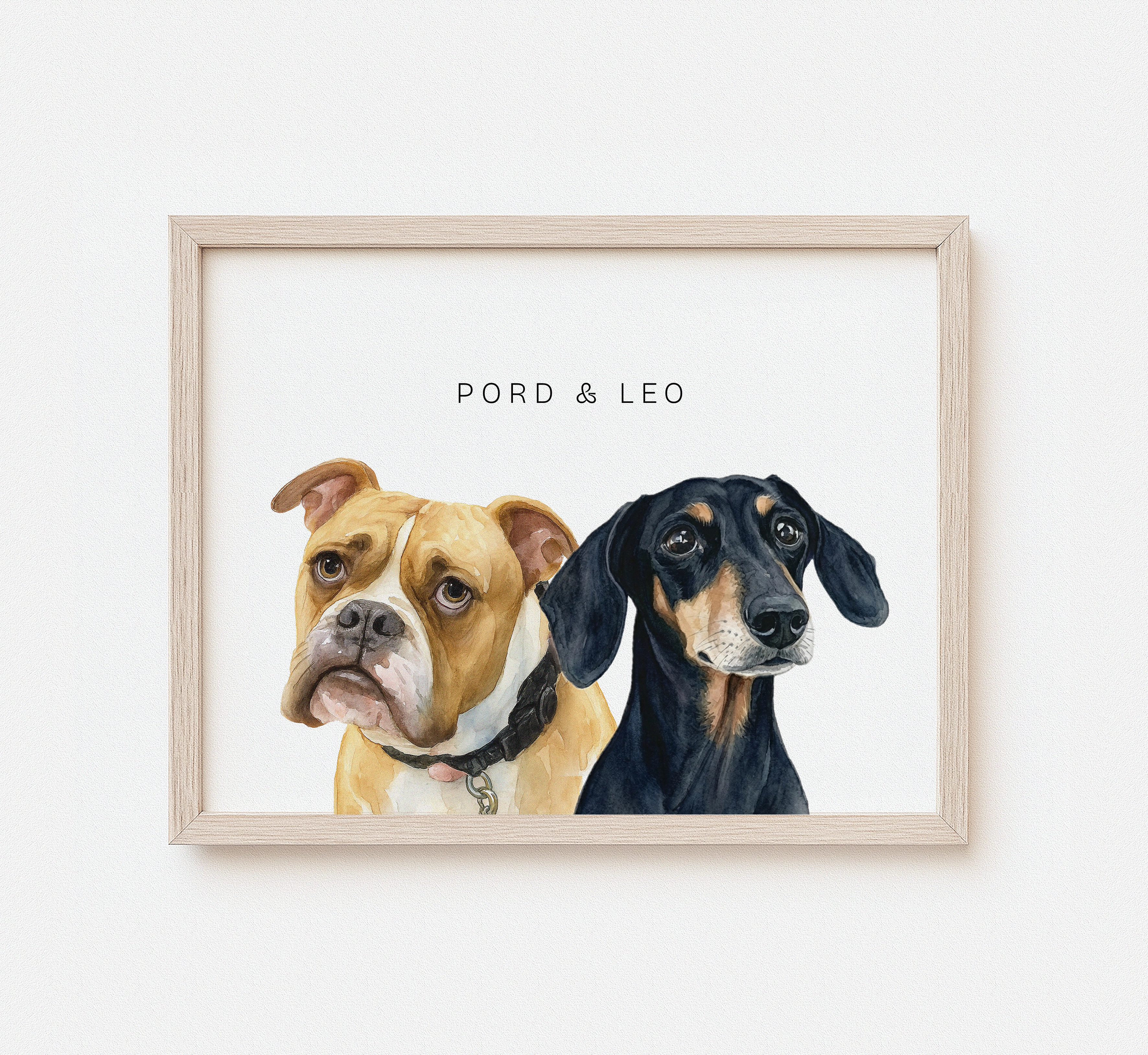 Custom Multi-Pet Portrait — 2 or 3 Pets Together - Digital Download & Framed Print