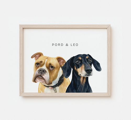 Custom Multi-Pet Portrait — 2 or 3 Pets Together - Digital Download & Framed Print