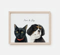 Custom Multi-Pet Portrait — 2 or 3 Pets Together - Digital Download & Framed Print
