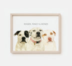 Custom Multi-Pet Portrait — 2 or 3 Pets Together - Digital Download & Framed Print