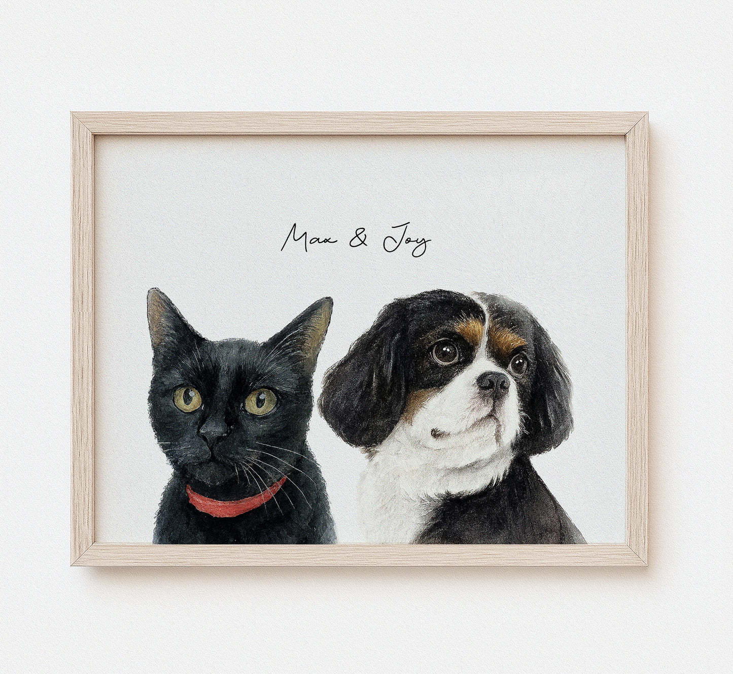 Custom Multi-Pet Watercolor Portrait — Two or Three Pets in One Portrait
