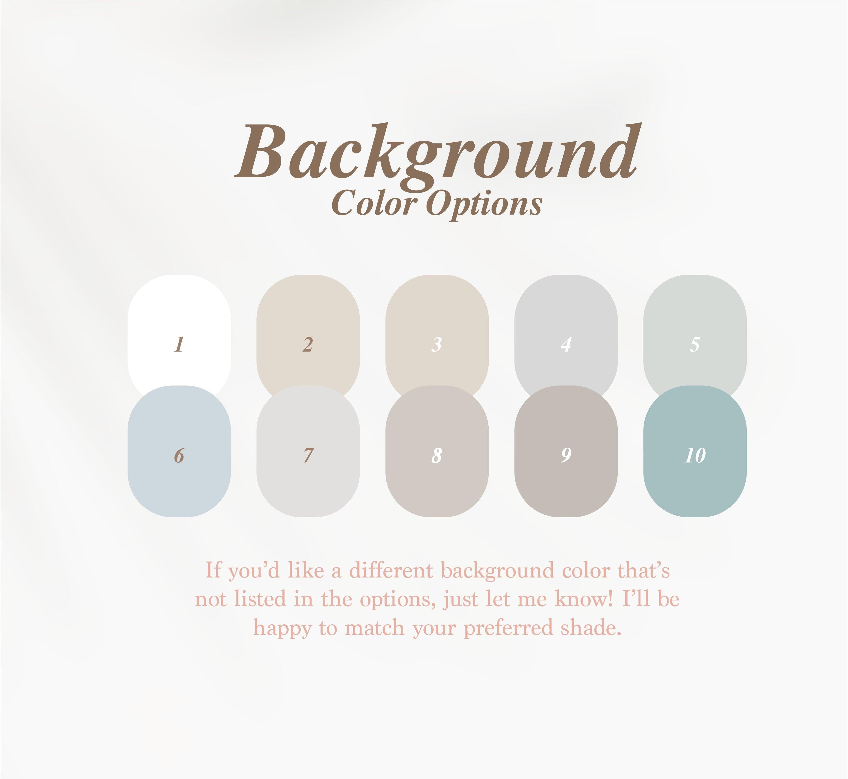 Color swatches labeled 1 to 10 with text about customizable background color options.