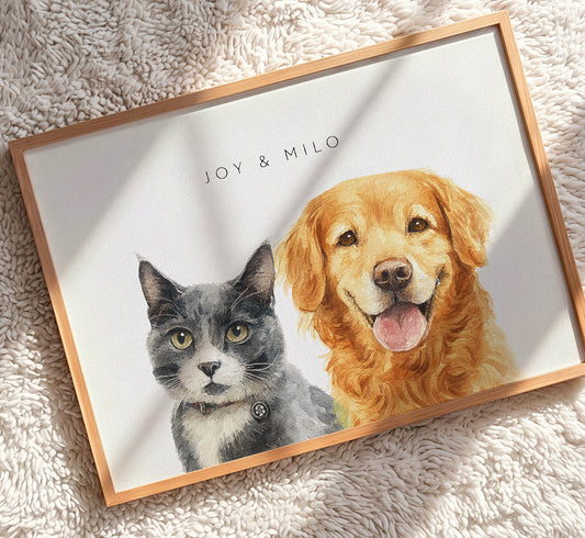 Custom Multi-Pet Portrait — 2 or 3 Pets Together