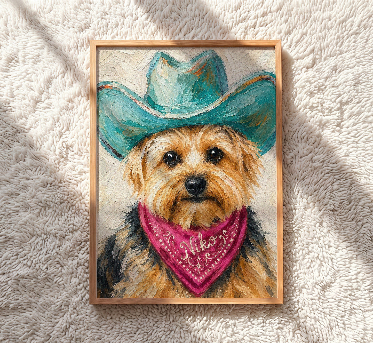 Custom Impasto Oil Pet Portrait - Western Cowboy Edition | Hand-Textured Canvas & Digital Prints