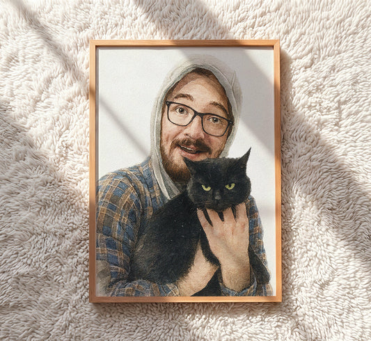 Custom Pet & Owner Portrait — Digital Artwork