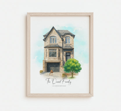 Watercolor house portrait from photo