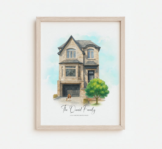 Watercolor house portrait from photo