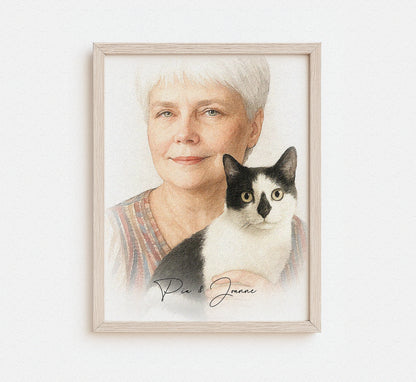 Watercolor Pet & Owner Illustration – Personalized Gift for Animal Lovers