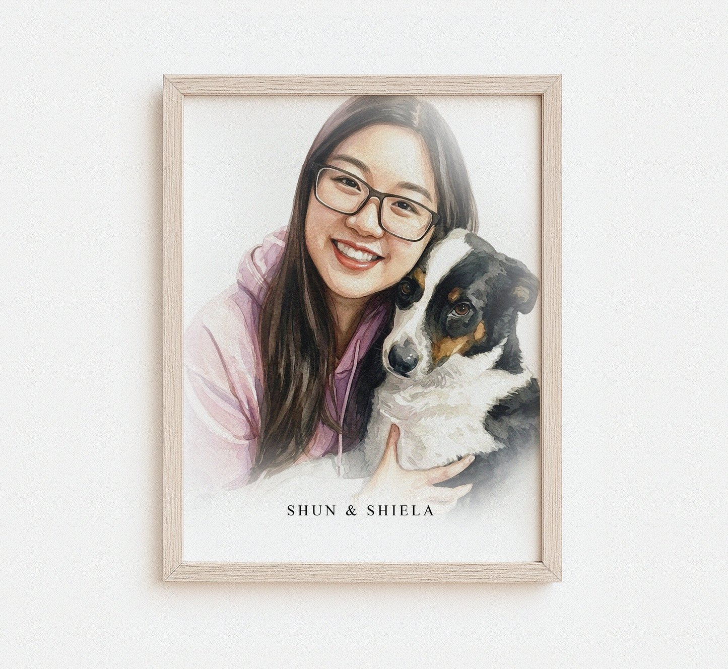Custom Pet and Owner Watercolor Portrait – The Ultimate Mother’s Day Gift for Pet Moms
