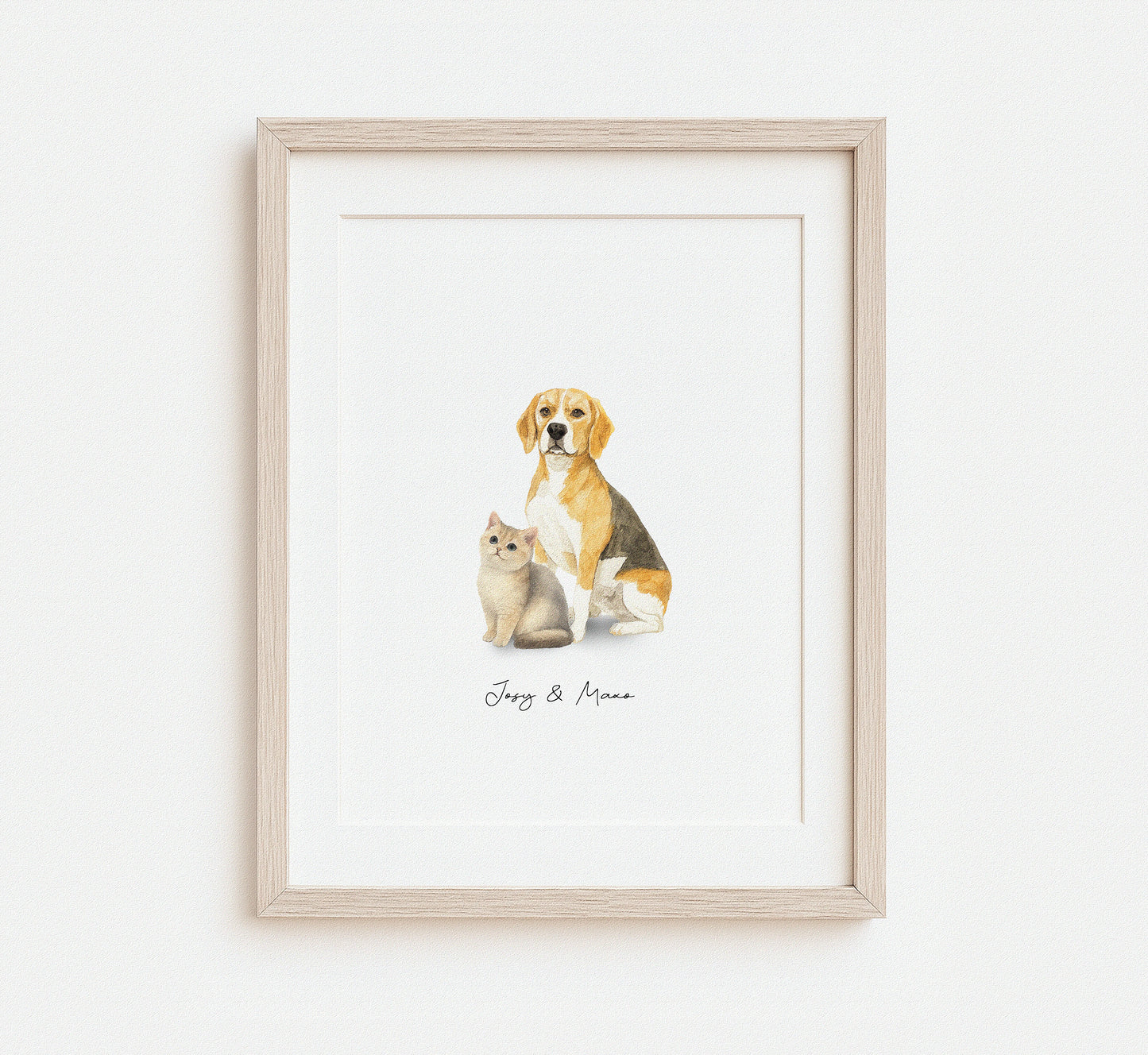 Custom pet memorial watercolor painting dog & cat
