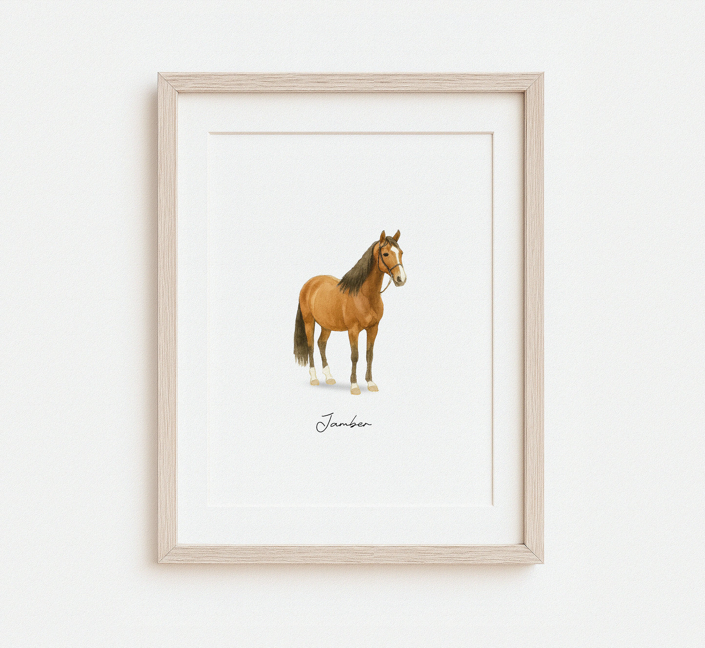 Personalized watercolor horse illustration for pet lovers