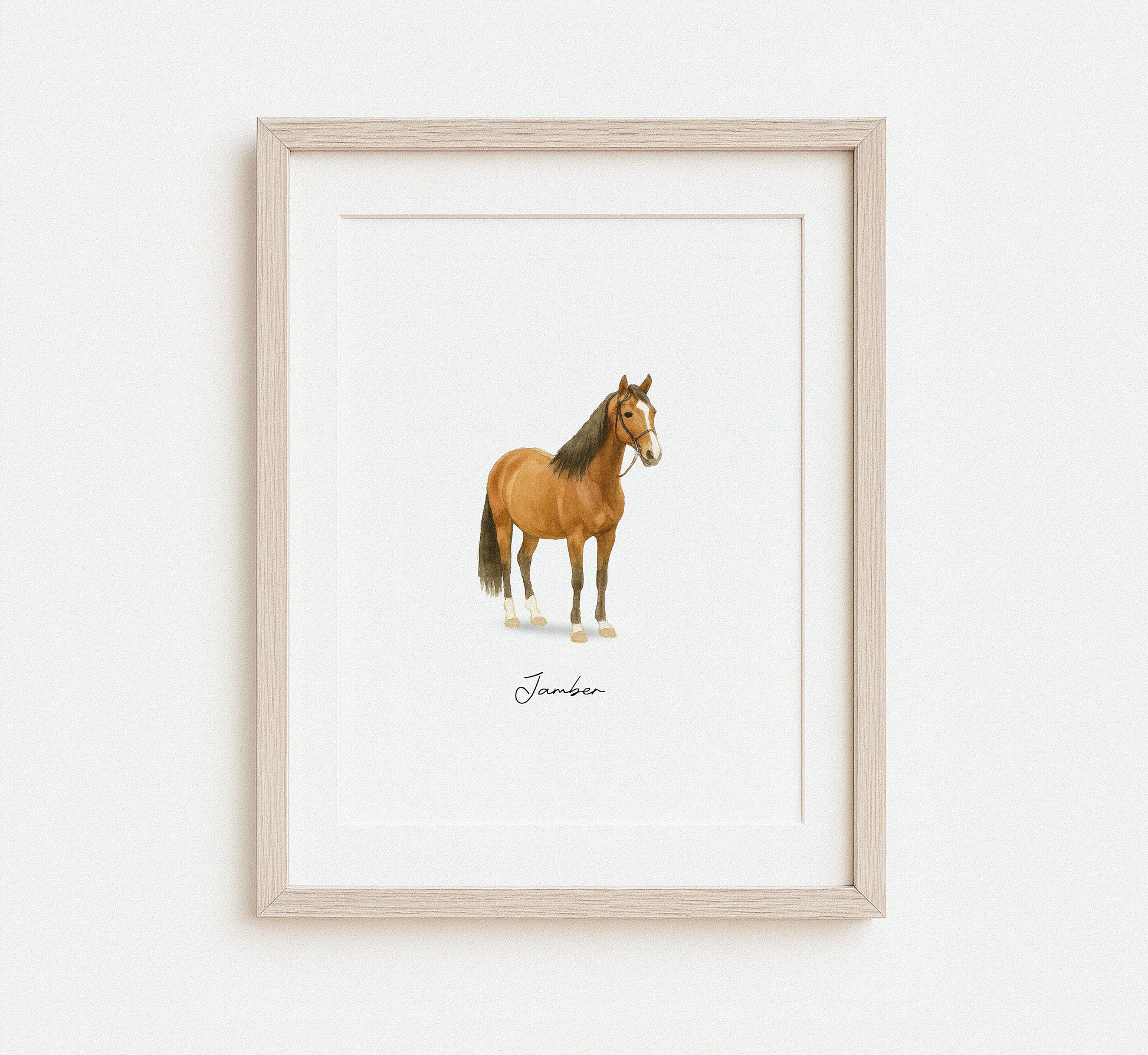 Personalized watercolor horse illustration for pet lovers