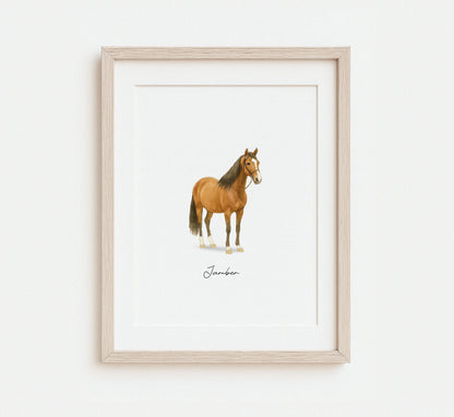 Personalized watercolor horse illustration for pet lovers