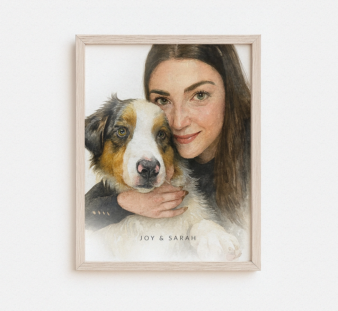 Custom Pet & Owner Watercolor Portrait — Digital Download & Framed Print