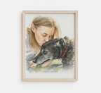 Custom Pet & Owner Watercolor Portrait — Digital Download & Framed Print