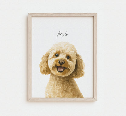 Custom watercolor pet portrait on white background