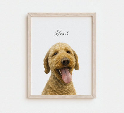 Realistic hand-painted dog portrait from photo