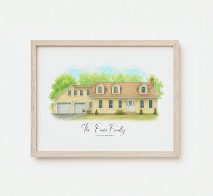 Personalized house artwork with clean white backdrop