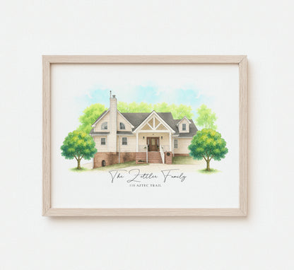 Hand-painted home illustration in minimalist style

