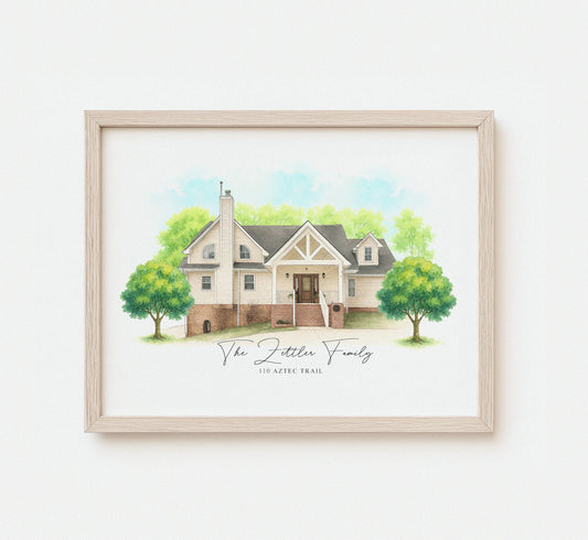 Hand-painted home illustration in minimalist style

