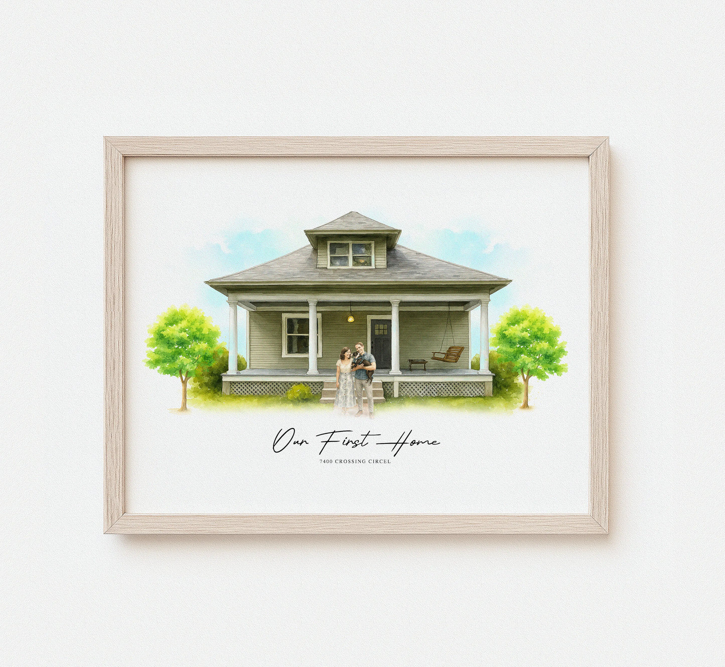 Custom watercolor home portrait for Etsy or Shopify listing

