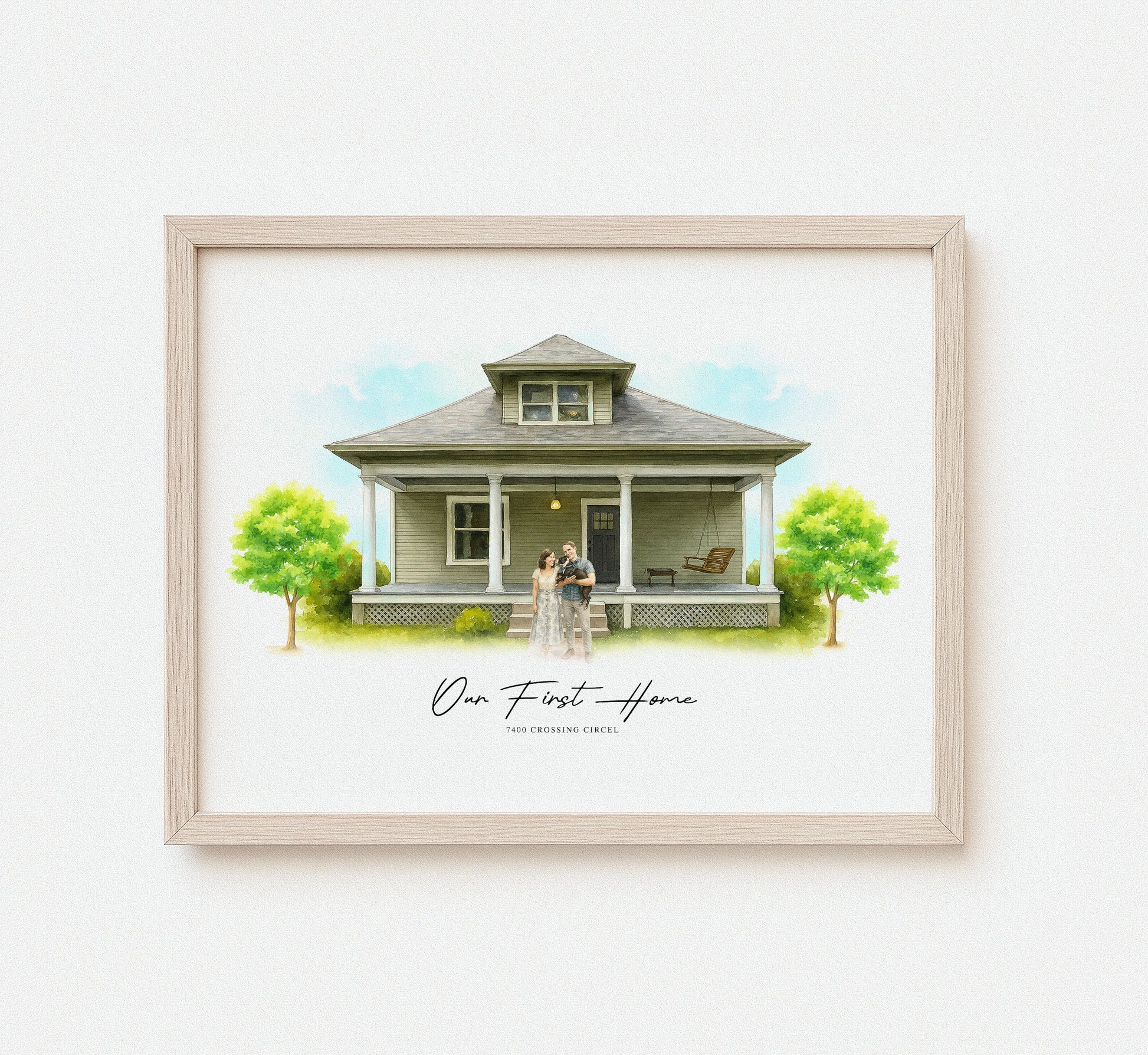 Custom watercolor home portrait for Etsy or Shopify listing

