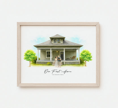 Custom watercolor home portrait for Etsy or Shopify listing

