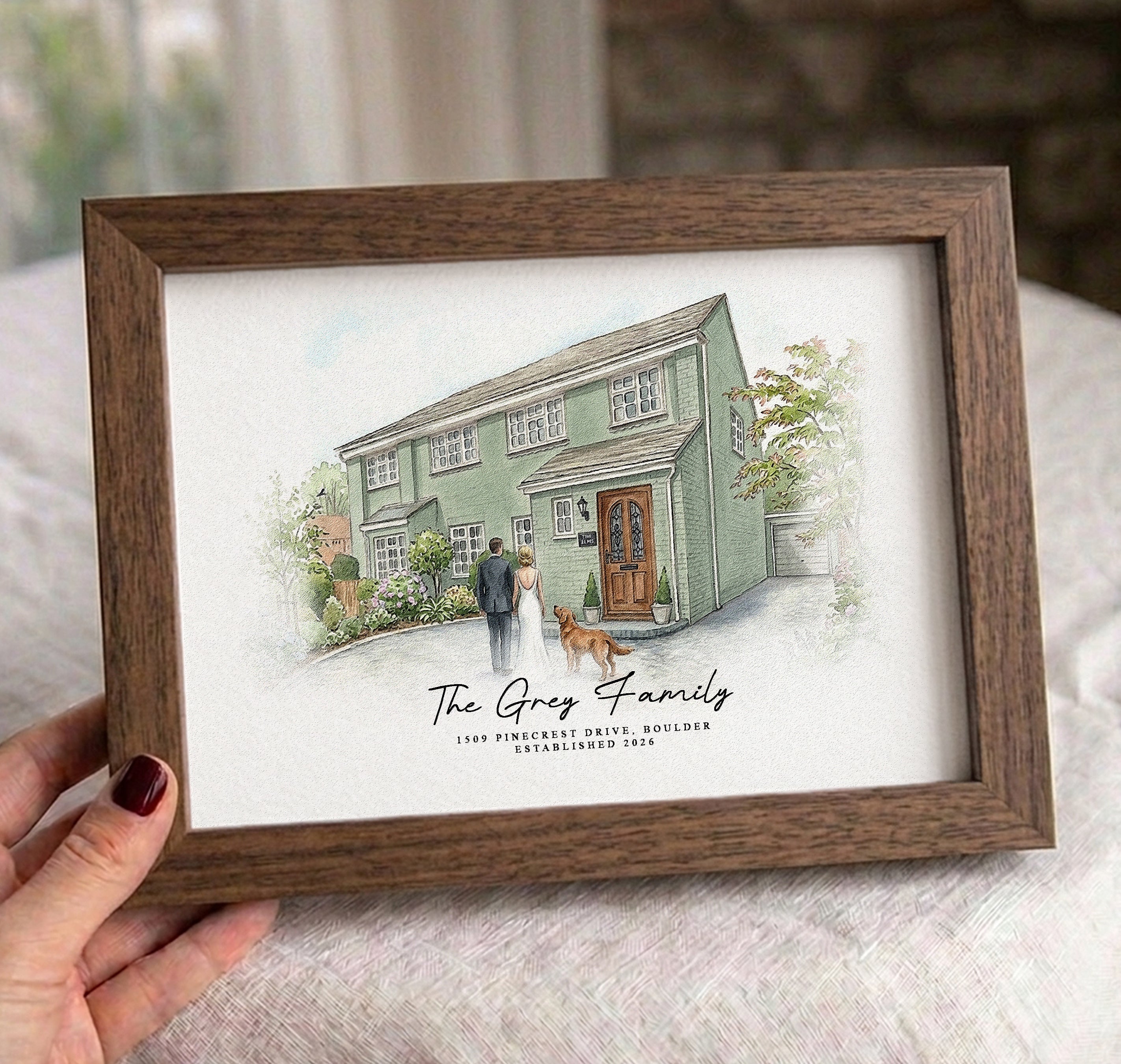 Custom Watercolor House Portrait — Digital Download & Framed Print