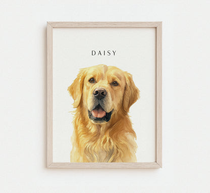 Custom watercolor pet portrait service – hand-painted dog, cat, or other beloved animal