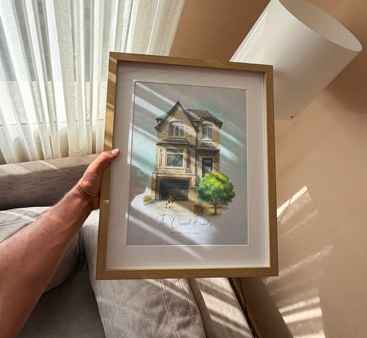 Custom Watercolor House Portrait — Personalized Home Illustration