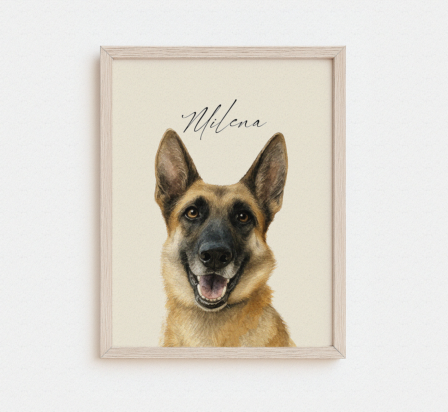 Custom watercolor pet portrait on white background