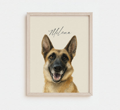 Custom watercolor pet portrait on white background
